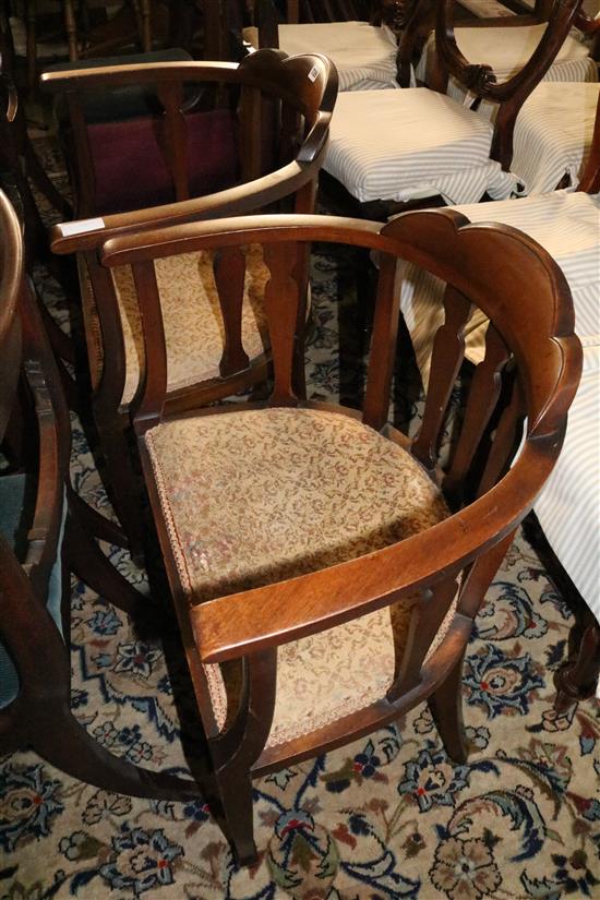 Pair of Edwardian mahogany tub chairs